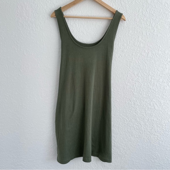 Aerie Tie Front Tank Dress Size XL Green Ribbed NWT - Picture 4 of 13